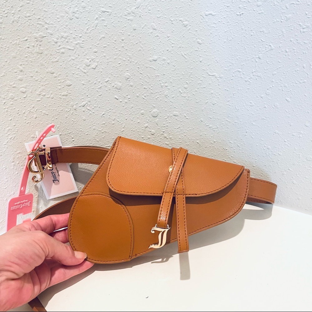 Juicy Couture Saddle Small Fanny Pack Belt Bag/Cognac/Sz:L-XL/NWT - Picture 2 of 10